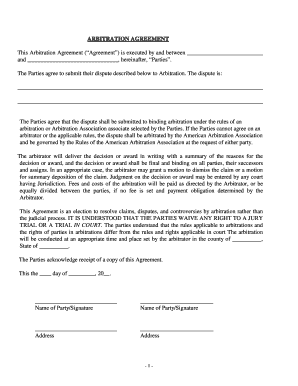 florida arbitration agreement form